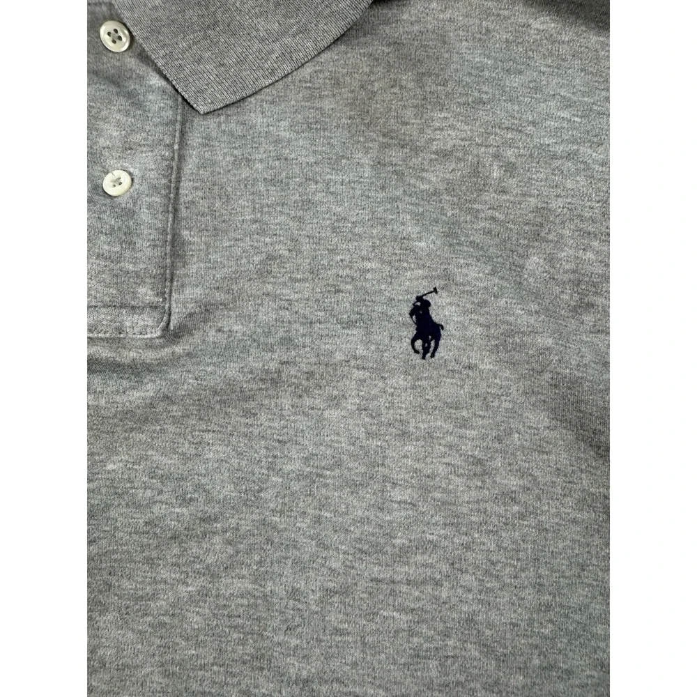 Polo Ralph Lauren Mens Large Gray Short Sleeve Pony Logo Polo Shirt 33672